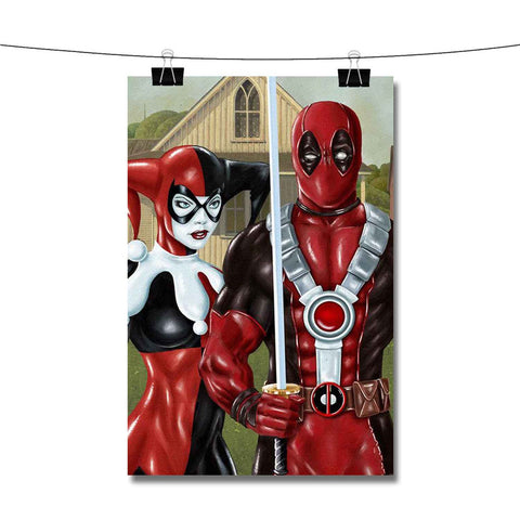 American Gothic Harley Quinn and Deadpool Poster Wall Decor