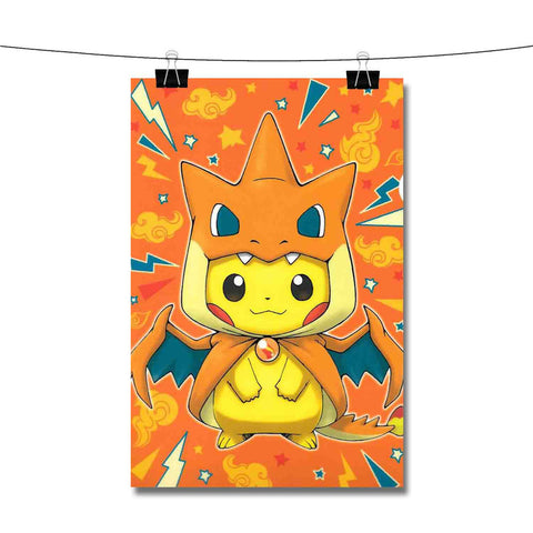 Pikachu as Mega Charizard Pokemon Poster Wall Decor