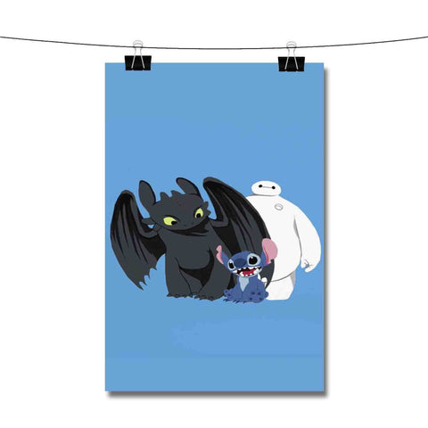 Toothless Stitch and Baymax DIsney Big Hero 6 Poster Wall Decor